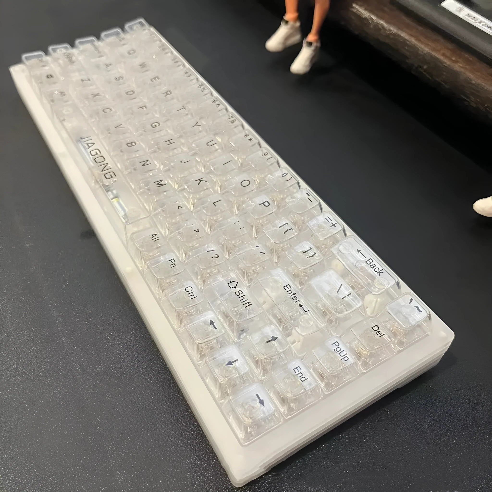Transparent 132-key universal keyboard keycap replacement set on white background