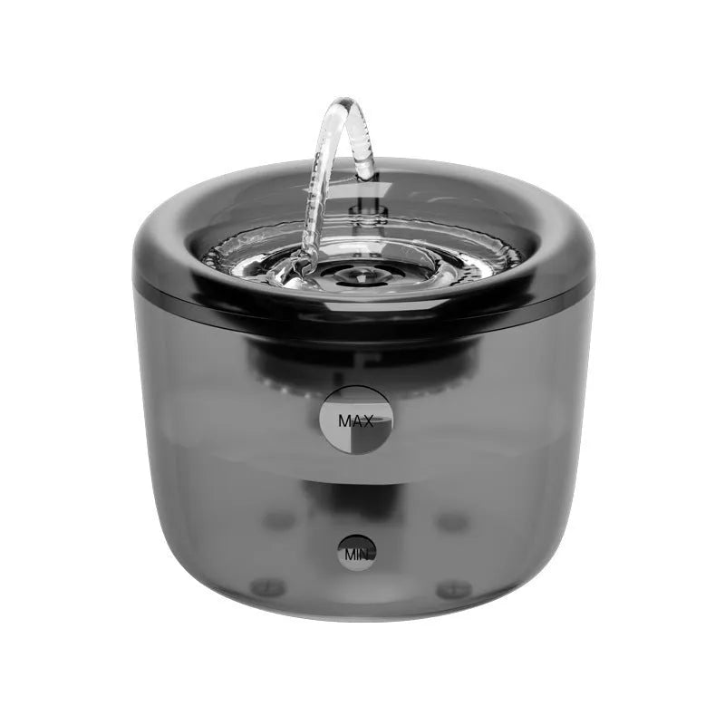 Grey pet water fountain with automatic circulating filter and large capacity reservoir