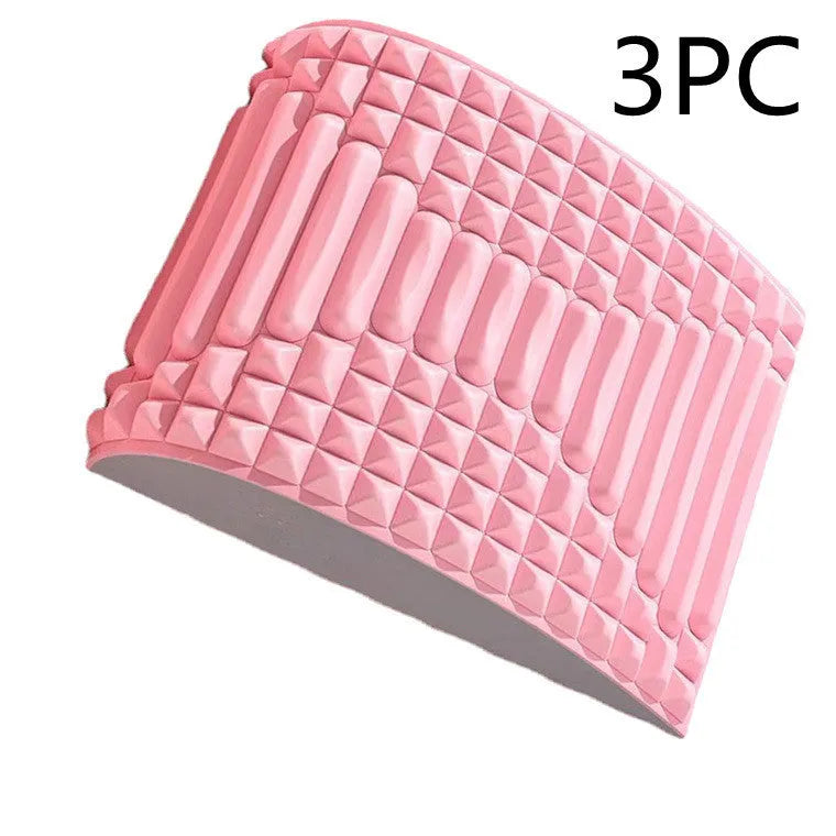 Blue EVA foam back stretcher pillow for lumbar support and acupressure massage.