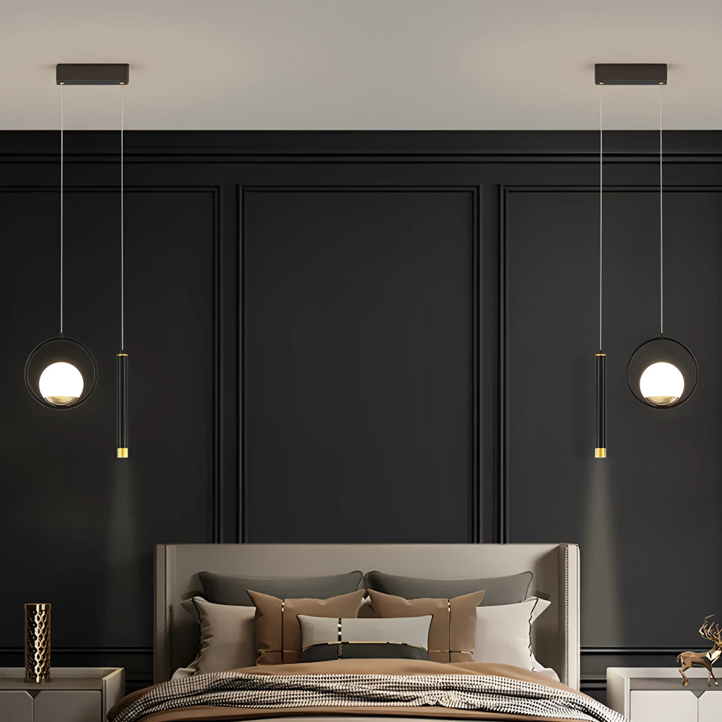 28cm iron pendant lamp with starry sky projection, black gold finish, three colour dimming LED