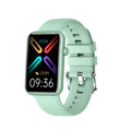 Aluminium smart watch with colour screen showing body temperature reading on wrist