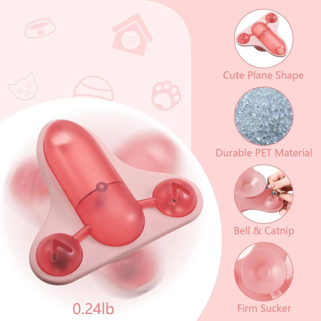 Interactive pet puzzle toy with blue green pink colour options, bell, catnip and treat cabin