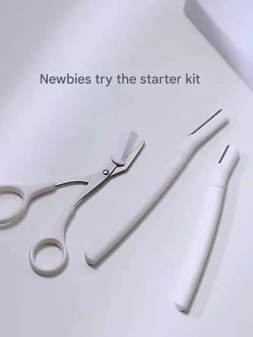 Eyebrow trimming tool set with macro safety design including special eyebrow razor