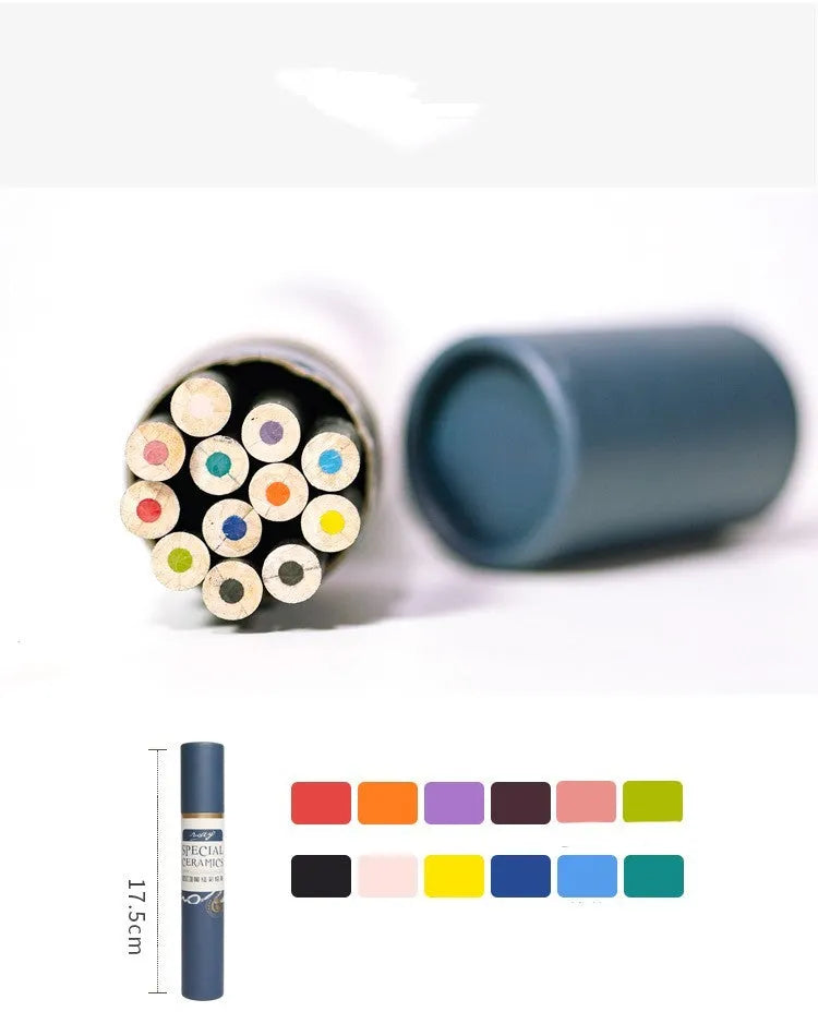 Set of 12 pottery underglaze colour pencils in assorted colours for ceramic drawing and decoration.