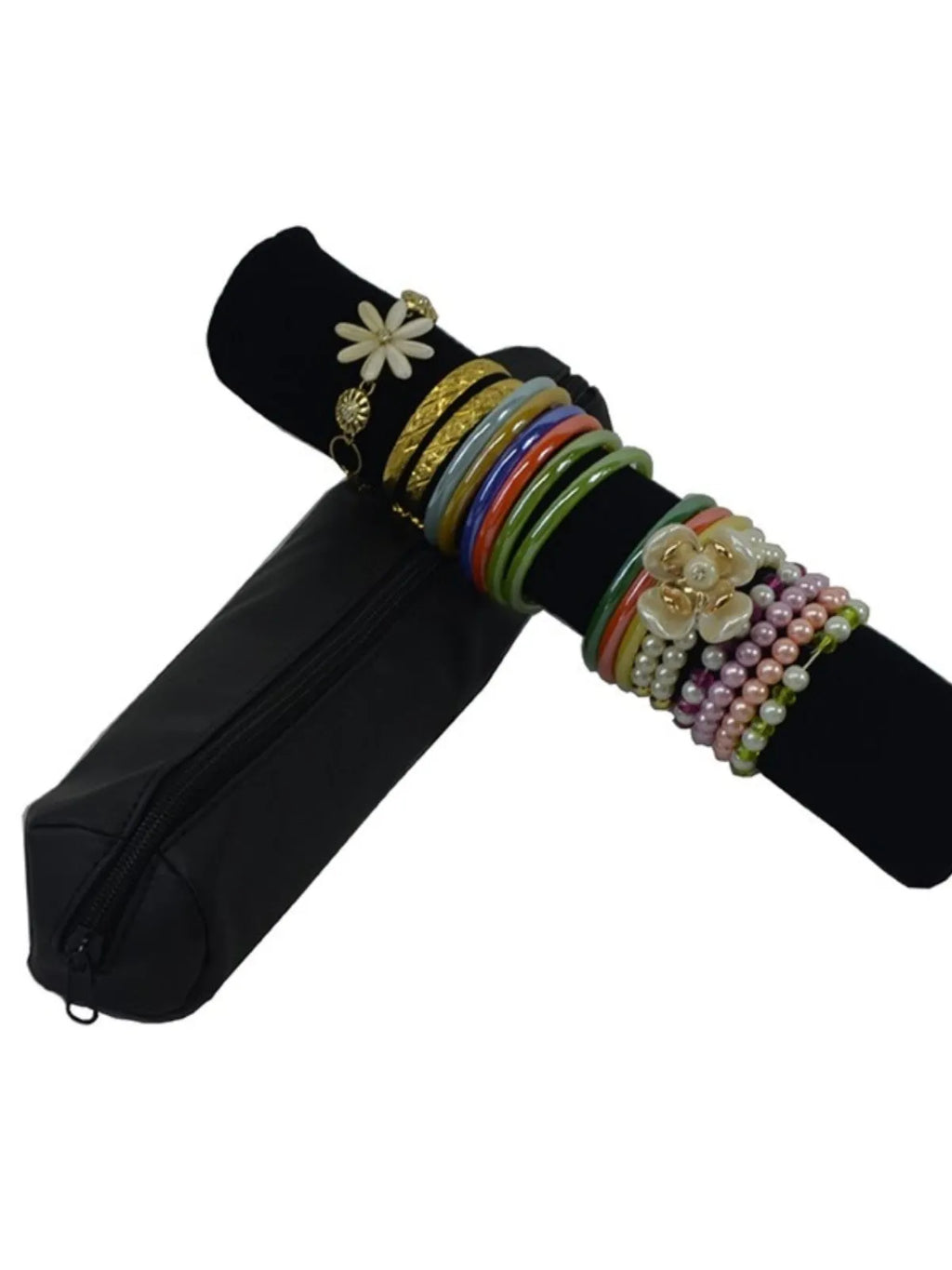 Polyester women's portable bracelet watch buggy bag dustproof storage pouch in black velvet