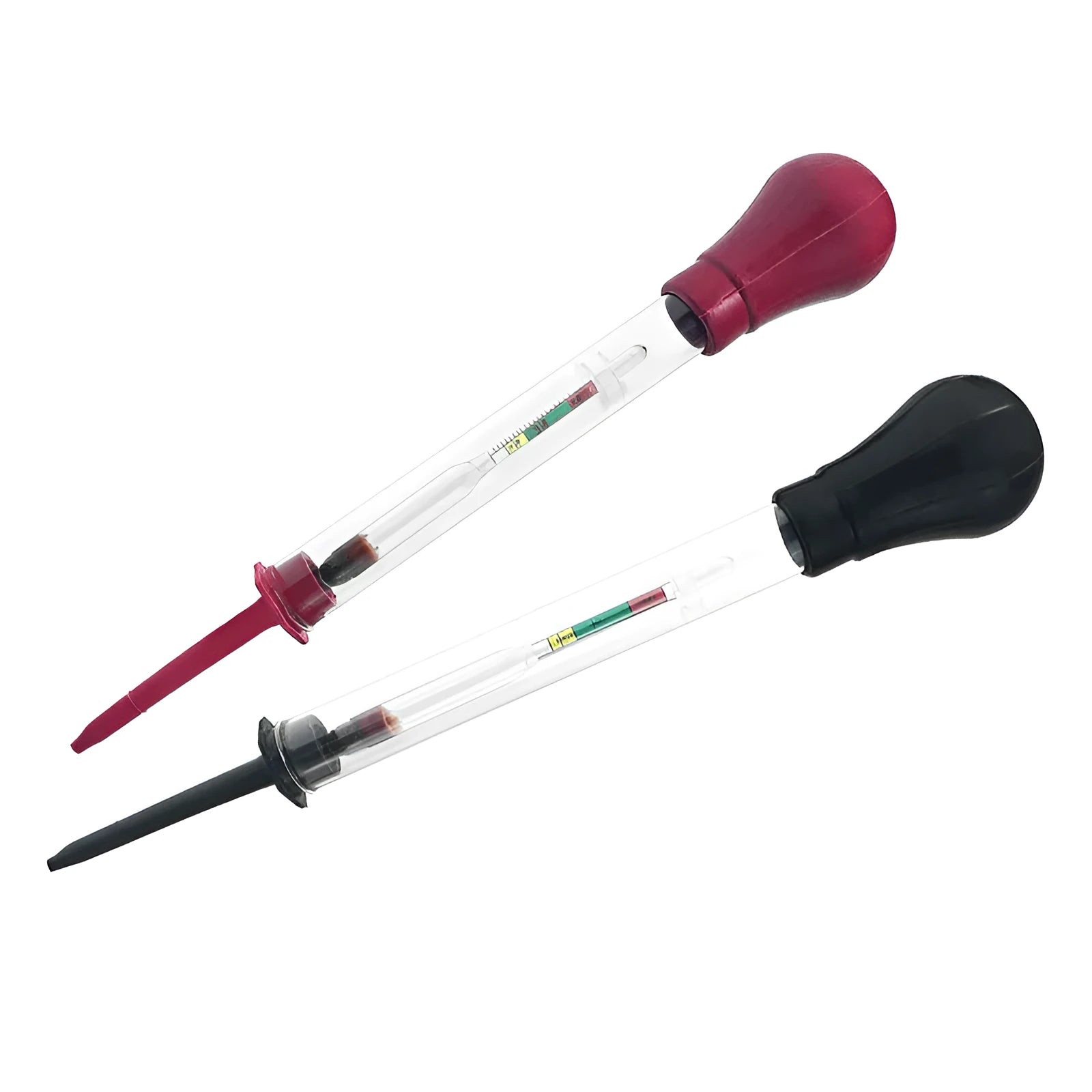 Electrohydraulic hydrometer for automotive battery electrolyte specific gravity testing