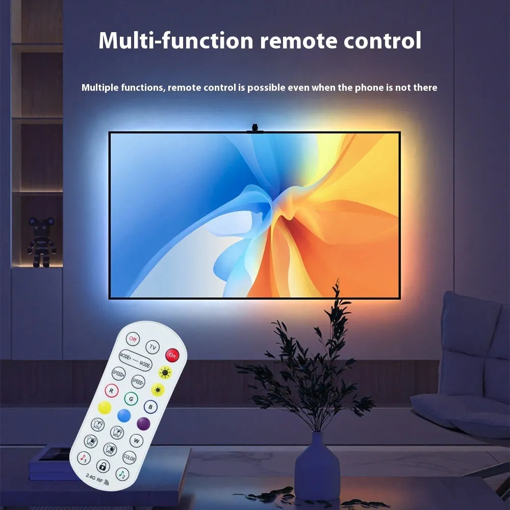 TV same screen ambience light strip with 30 LEDs per metre and smart remote control in magic colour