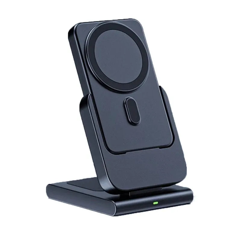 Three-in-one magnetic power bank with folding bracket charging iPhone 12-14 Apple Watch and AirPods wirelessly