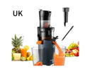 Large diameter low speed juice extractor with plastic body and large feed chute
