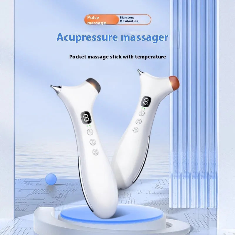 Stone acupuncture massager with USB cable in black or red stone finish