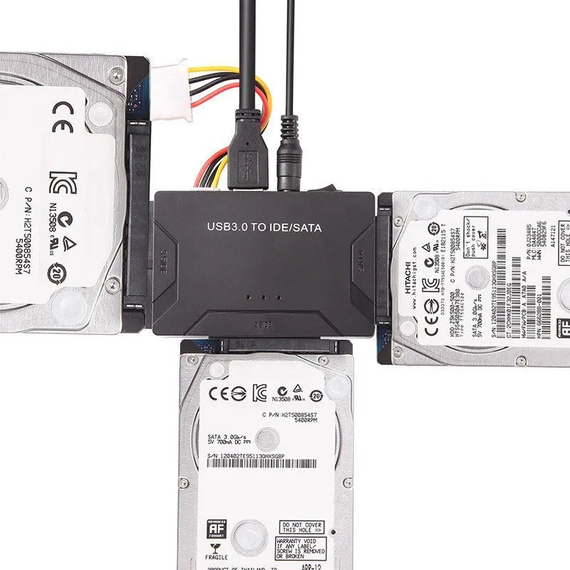 USB to IDE multifunctional converter with power adapter and cables for hard drive connectivity