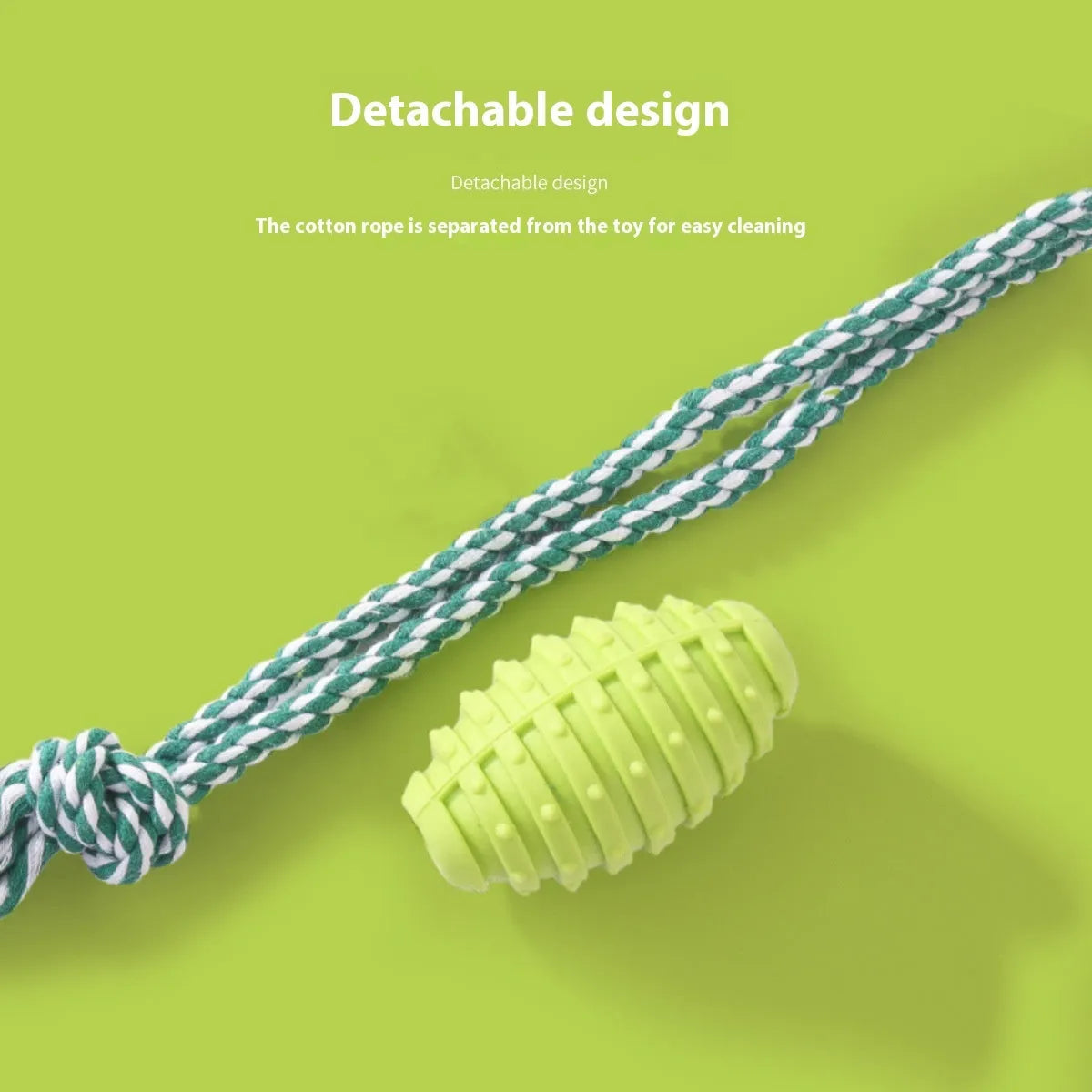 Dog molar toy cotton rope ball in green and pink for chewing and bending play