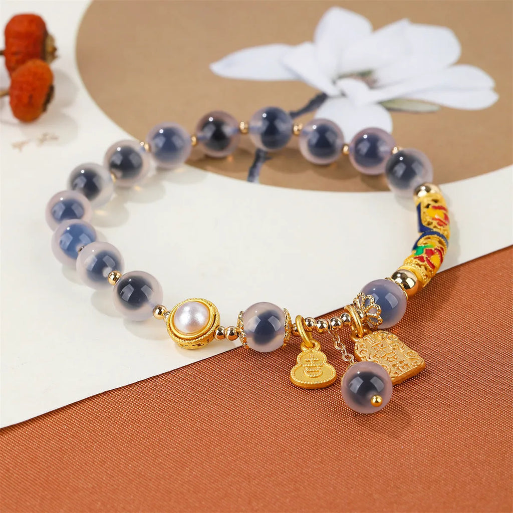 Women's sugar heart agate bracelet with retro minority design and handmade craftsmanship