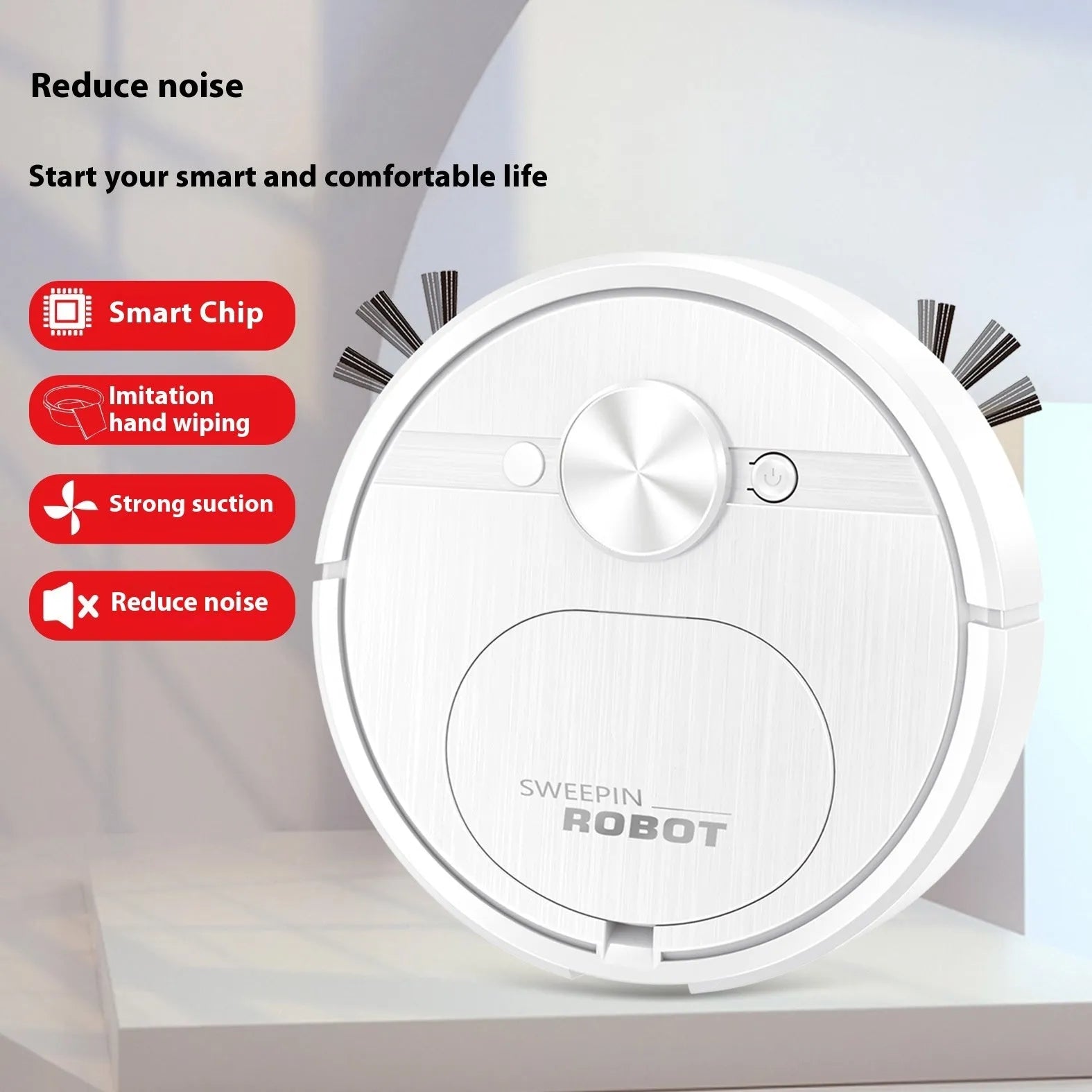 Black or white three-in-one USB charging robot vacuum cleaner with mopping function