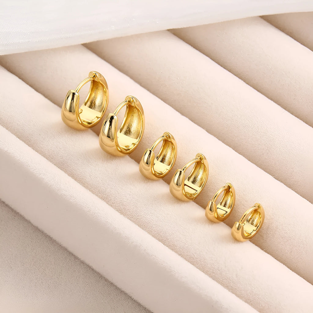 Drop-shaped copper earrings set of 3 pairs gold and silver electroplated fashion OL style