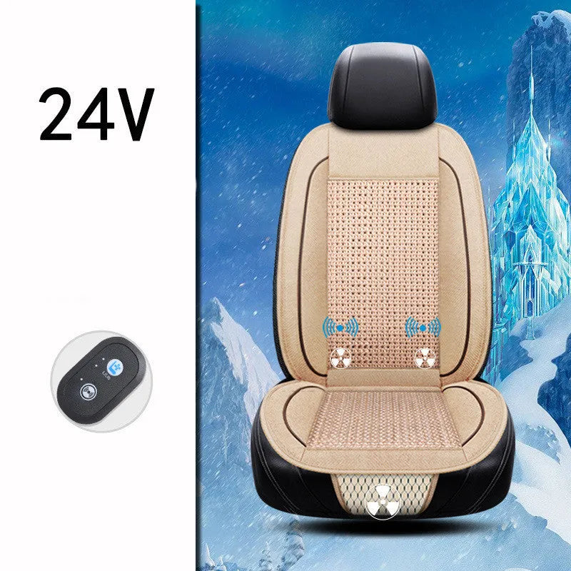 Car ventilation seat cushion with massage function in black colour showing 60x60cm dimensions