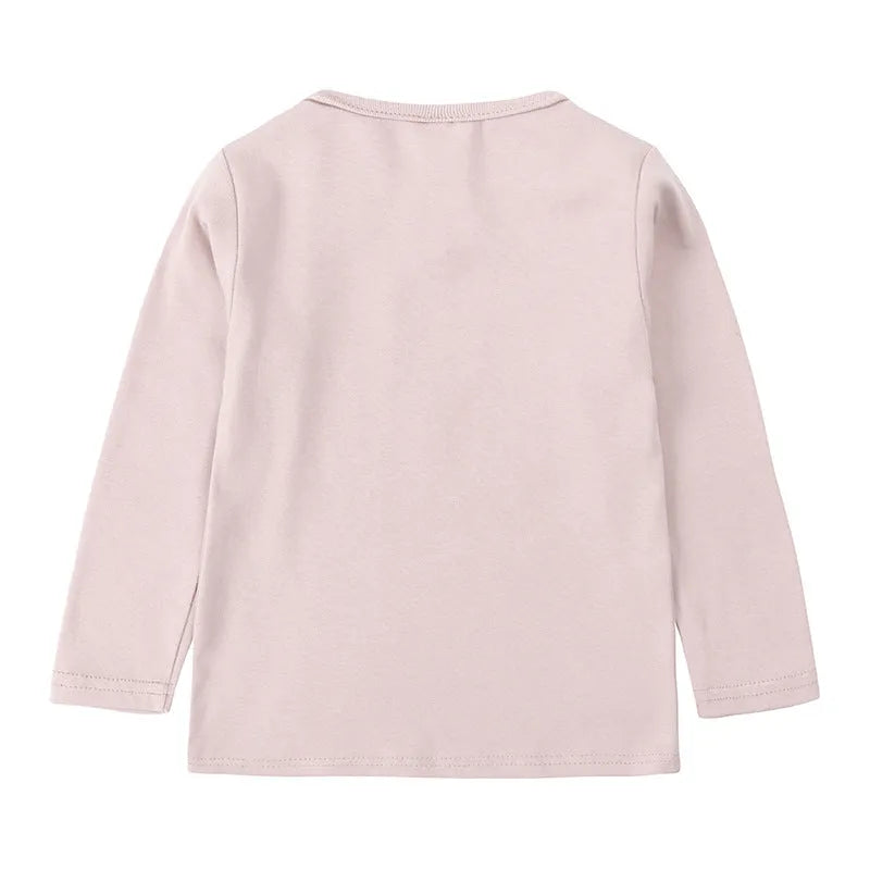 Children's cotton long sleeve bottoming shirt round neck solid colour neutral for spring autumn
