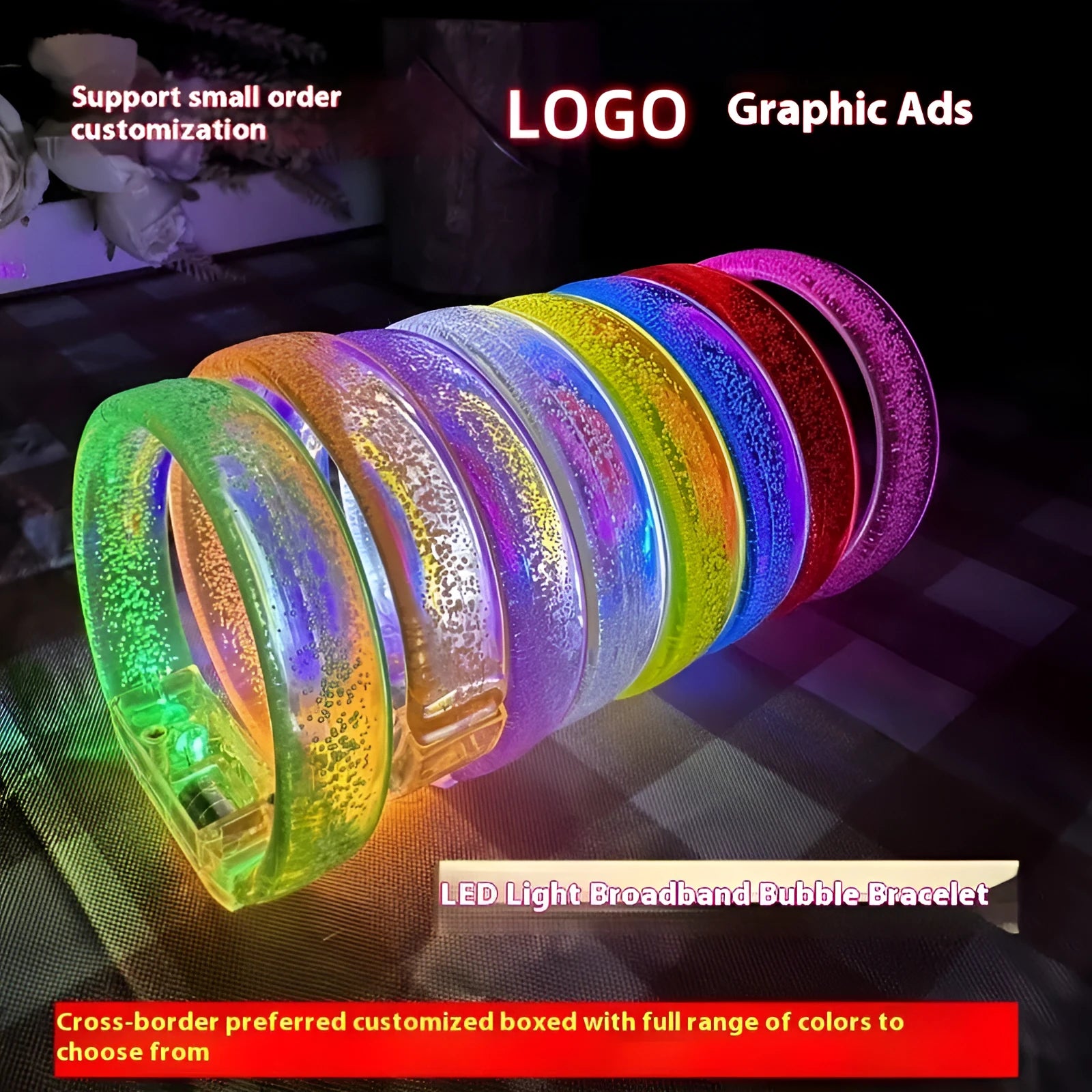 LED luminous plastic hand ring bracelet with monochrome blue light, 83mm x 73mm concert prop