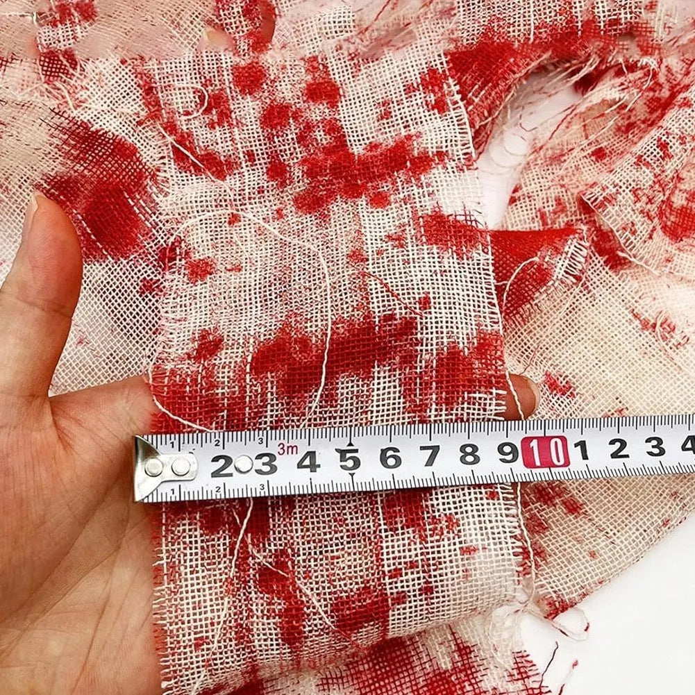 Halloween bloody horror dyed gauze bandage in red or white colour, 8cm width polyester material