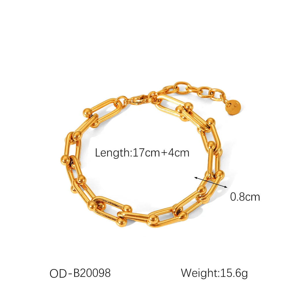 Stainless steel necklace, bracelet and earrings set with titanium steel horseshoe pendants