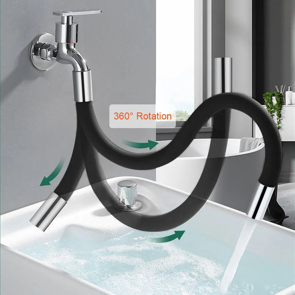 Faucet extension extender with 360 degree rotation, stainless steel, black finish, 20cm length