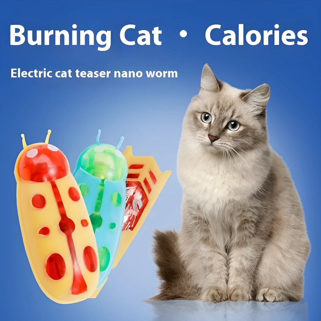 Electric jumping worm cat teaser toy in plastic with insect design for pet play