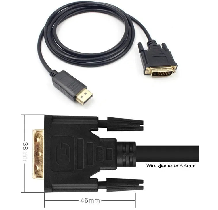 DP to DVI cable adapter cable 1.8 metres copper wire for computer monitor connection