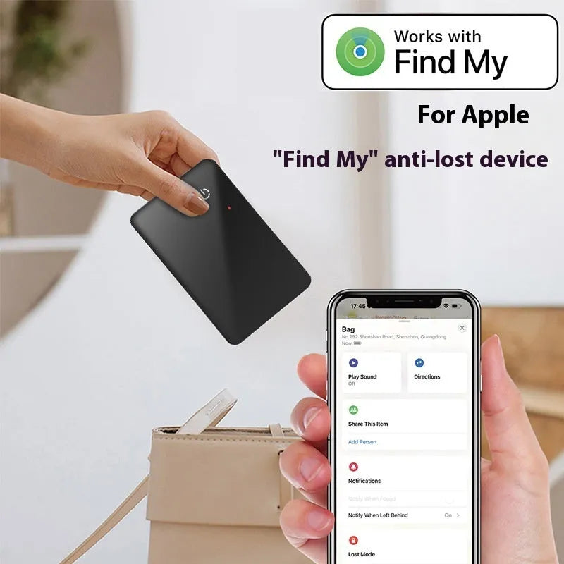 Black plastic NFC wireless charging pet tracking locator card with hanging hole