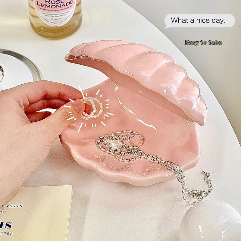 White porcelain decorative tray with optional small night light in pink or white colour options.
