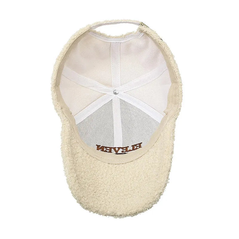 Winter lambskin baseball cap with dome crown in adjustable size showing colour options