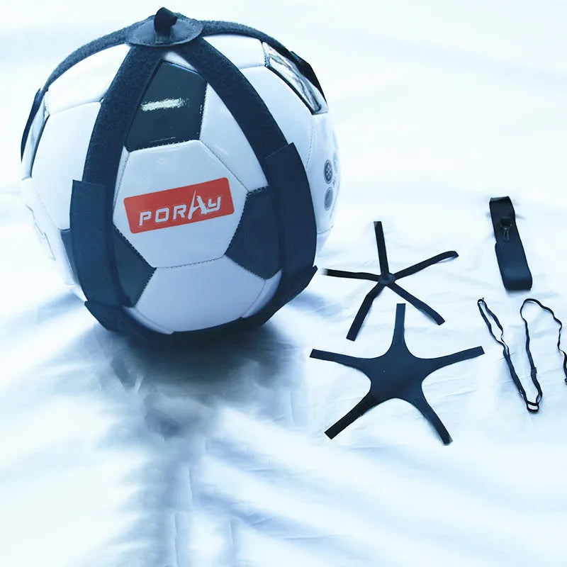 Black football juggling belt made from diving suit fabric, 2 metres long, for solo training drills.