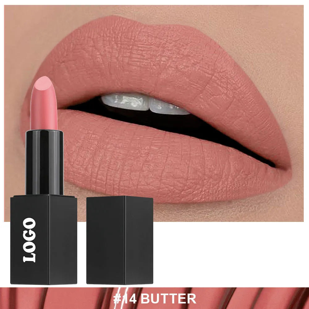 Beauty Does Not Fade matte finish lipstick in one of 24 colours with waterproof anti-discoloration formula.