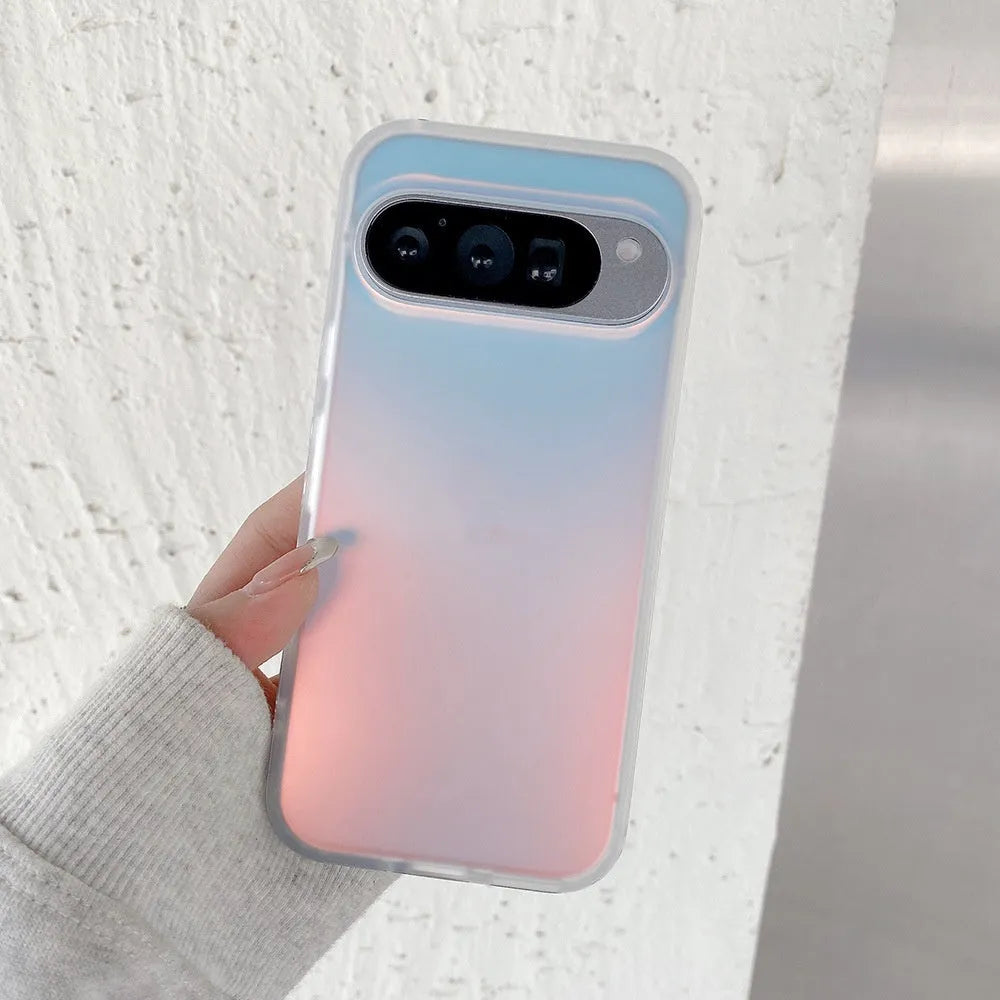 Frosted magnetic phone case with laser colour changing effect for Google Pixel models in transparent finish
