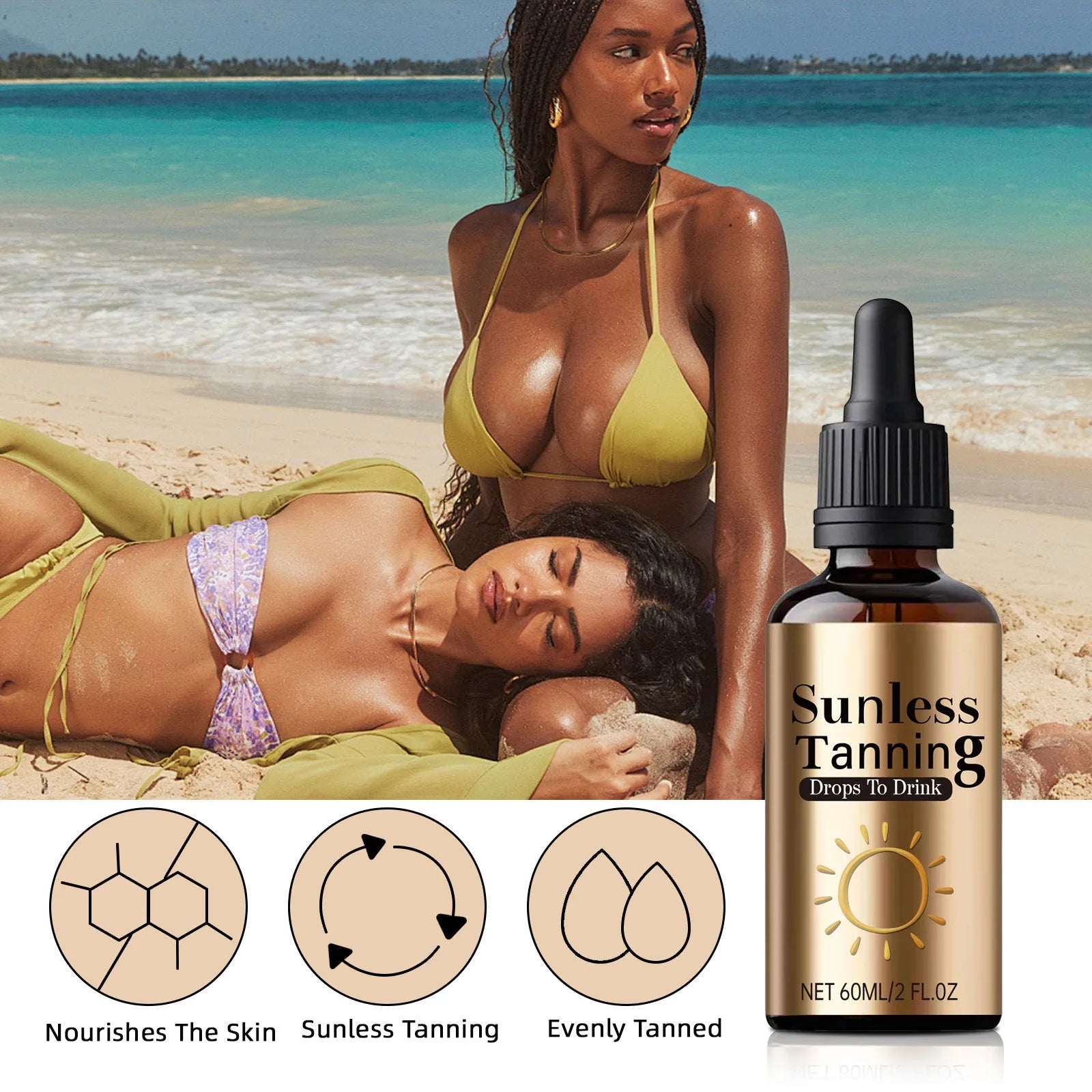 Black bottle of unisex oral drops with 60ml capacity for outdoor and family relief