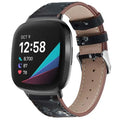 Round tail leather watch strap 20mm for Fitbit Versa 3 Sense with silver connector