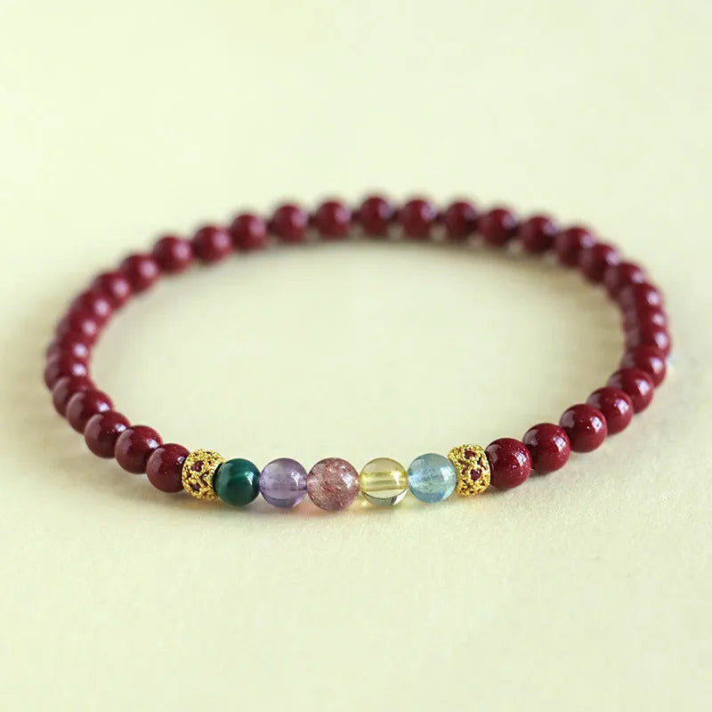 Handmade purple gold sand crystal bead bracelet on wrist, showing 4mm and 6mm size options.