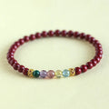 Handmade purple gold sand crystal bead bracelet on wrist, showing 4mm and 6mm size options.