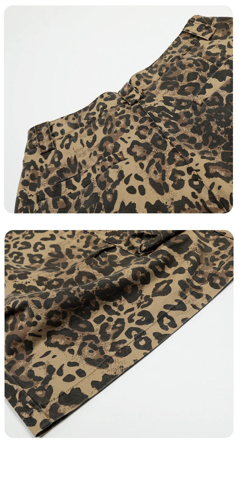 Women's high waist cotton leopard print cropped pants with button front cardigan opening