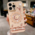 Butterfly fairy diamond magnetic TPU PC phone case in pink single shell with rhinestone and bow decorations