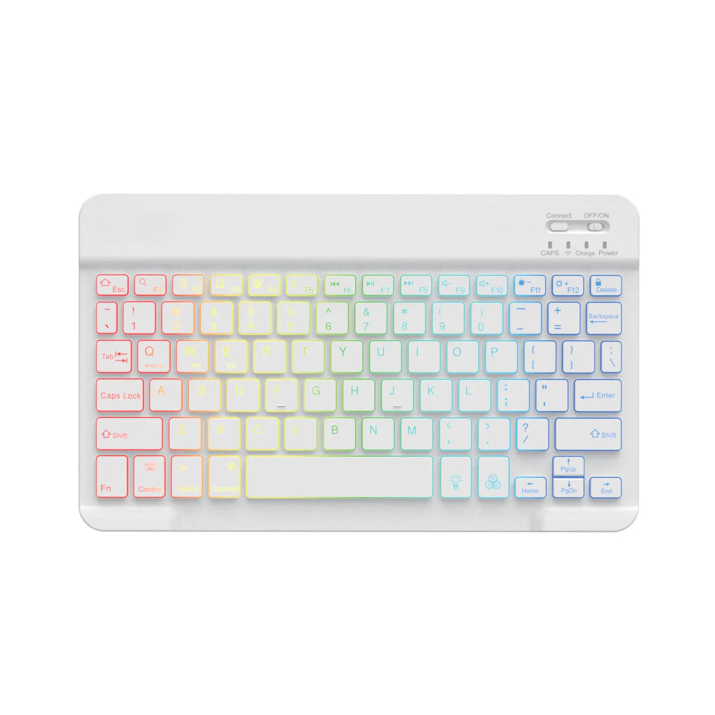 10-inch wireless Bluetooth keyboard with colourful LED backlighting for tablets and mobile devices