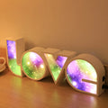 Rainbow coloured LED LOVE decorative light with plastic housing for Valentine's Day and wedding decoration