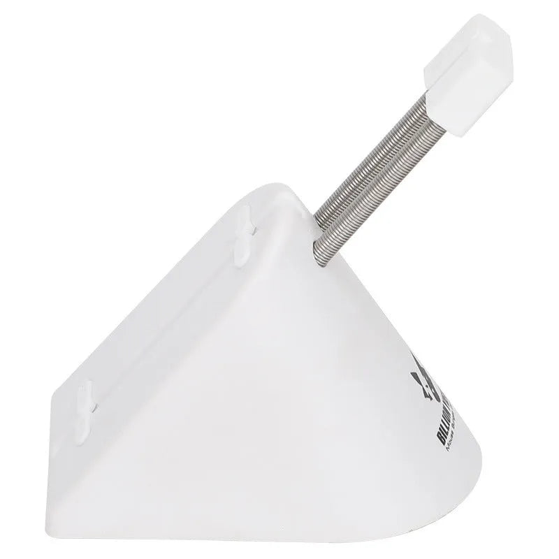 Black and white ABS plastic mouse cable holder for desktop wire management.