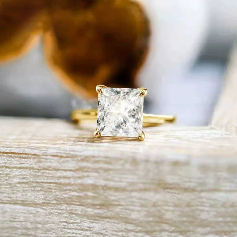 Women's simple 925 silver geometric ring with zirconium centrepiece in gold rose gold or silver finish