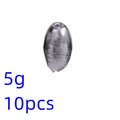 Standard weight olive fishing sinker set in lead with weights from 1g to 20g