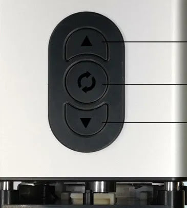 Black electric French fry cutter machine with stainless steel blades on a countertop.