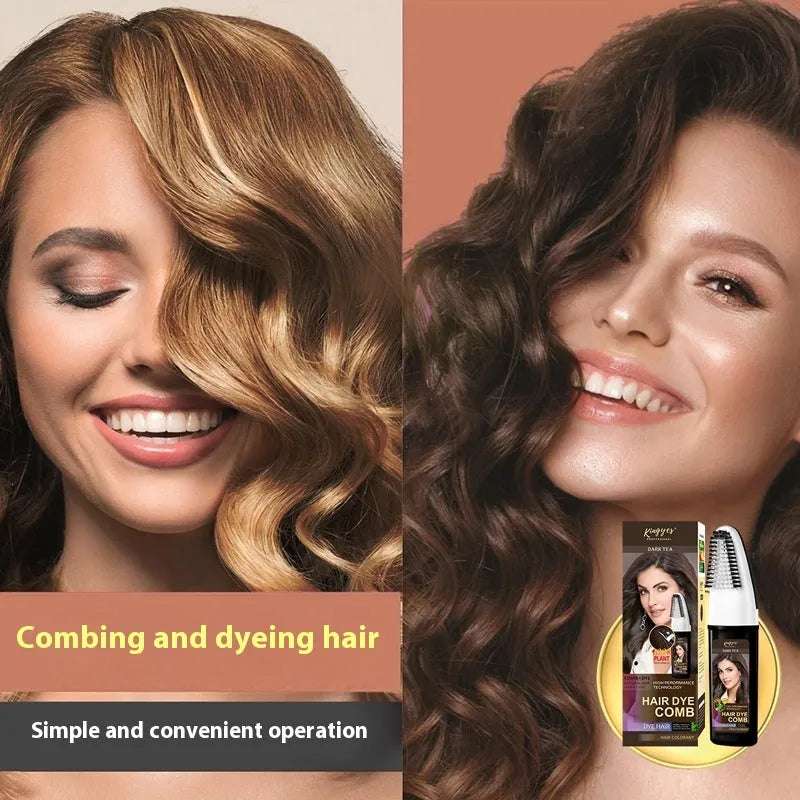 Easy Coloring Comb hair dye in brown, dark brown, and wine red 200ml bottles
