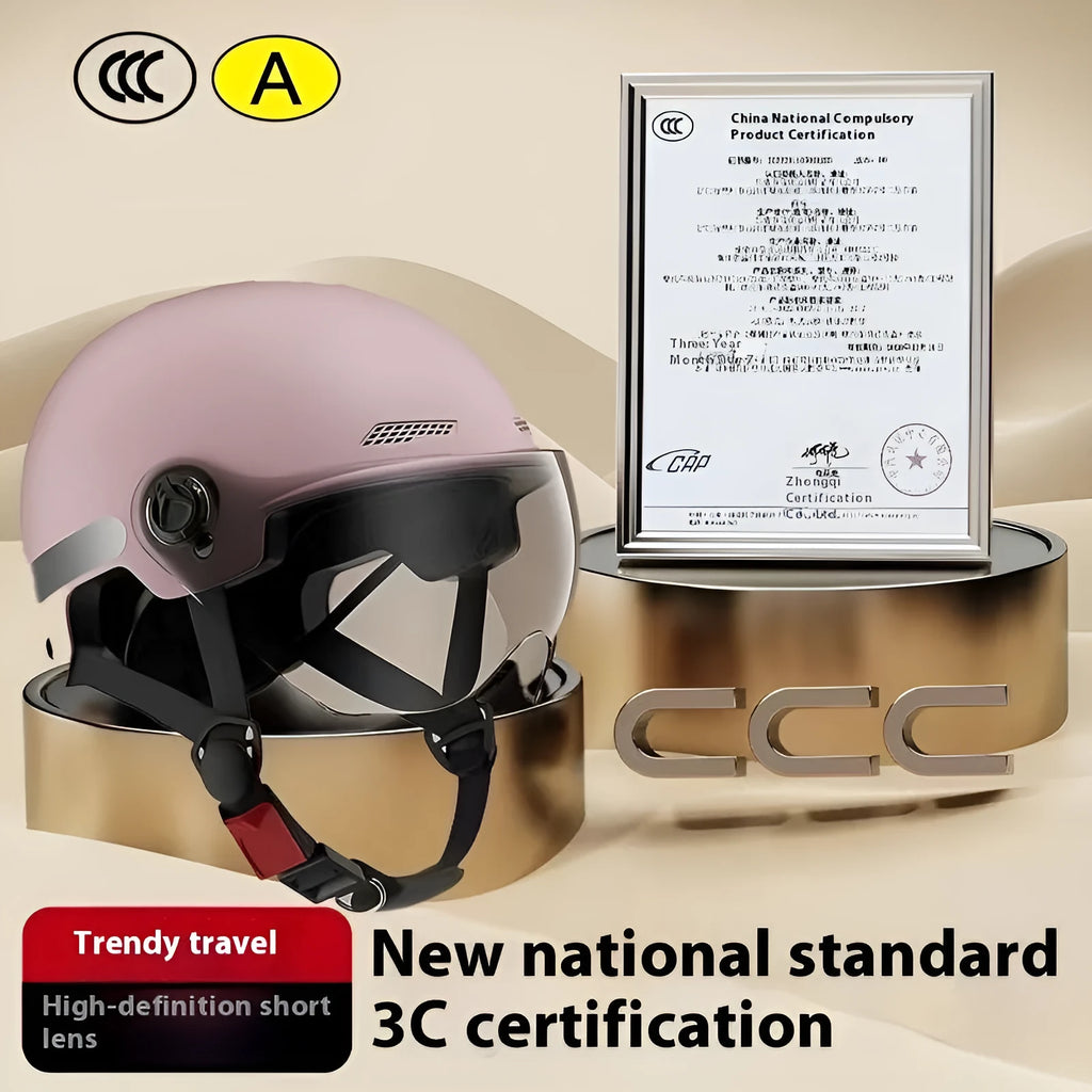 3C certified full-face polypropylene motorcycle helmet for electric vehicles, shown in a choice of colours.