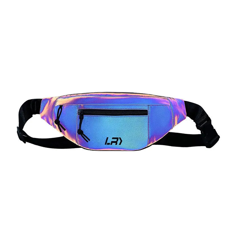 Blue reflective crossbody cycling shoulder bag with open pocket and soft handle