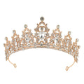 Baroque bridal crown headdress with rhinestones on an alloy frame in silver and gold colour options.