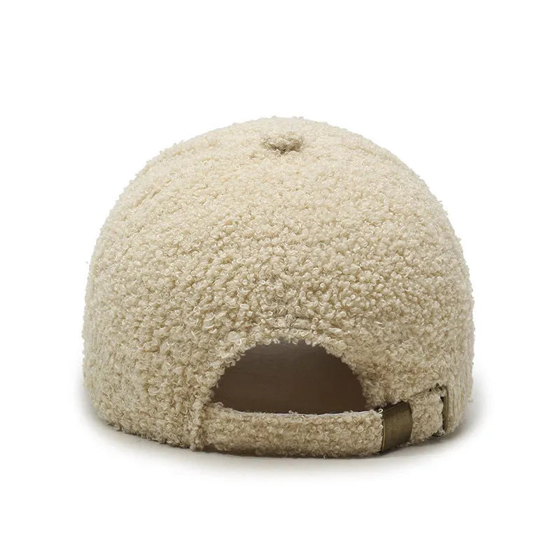 Winter lambskin baseball cap with dome crown in adjustable size showing colour options